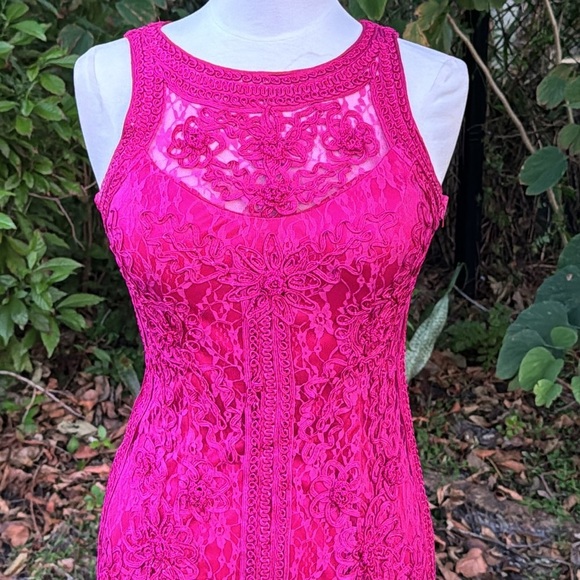 Sue Wong Pink Midi Dress with Elegant Design - Picture 3 of 8